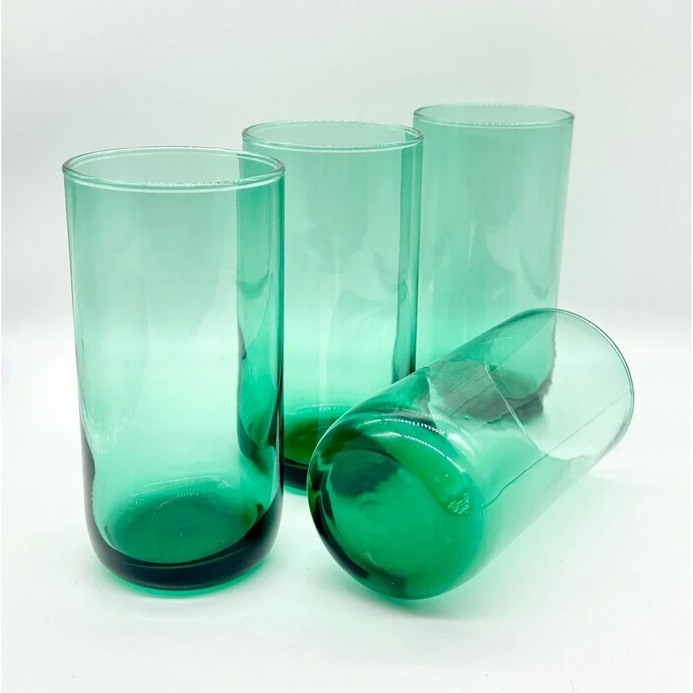 Set of 4 Vintage Libbey Metropolitan Juniper Green Cooler Glasses